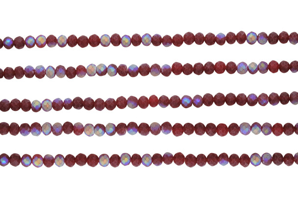Glass Crystal Matte 3x4mm Faceted Rondel - Light Berry AB