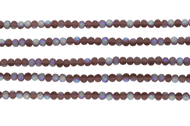 Glass Crystal Matte 3x4mm Faceted Rondelle - Dusty Pink AB