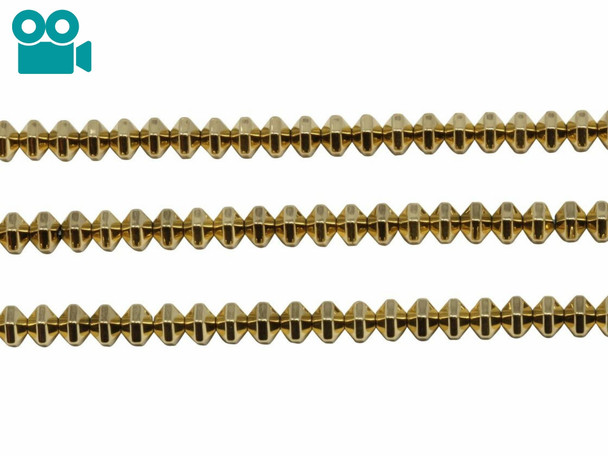 Gold Plated Hematite Polished 4x6mm Hex Rondelle