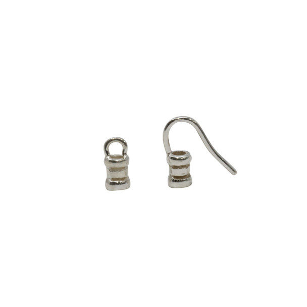 Sterling Silver 2.5mm Leather Crimp Ends - 1 Set