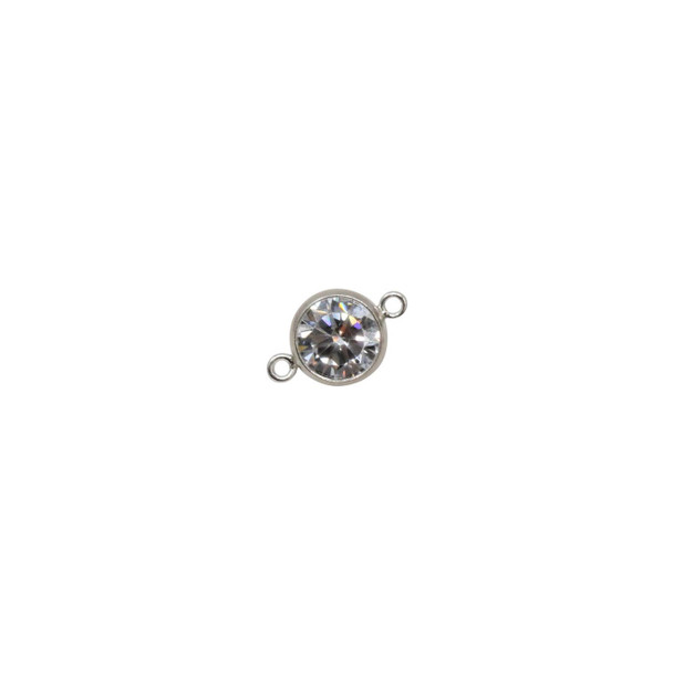 Sterling Silver 6mm Bezel AAA CZ Connector