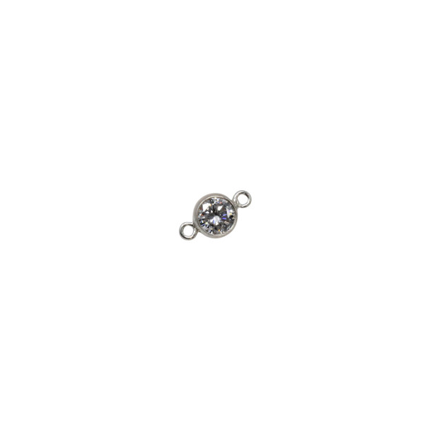 Sterling Silver 4mm Bezel AAA CZ Connector