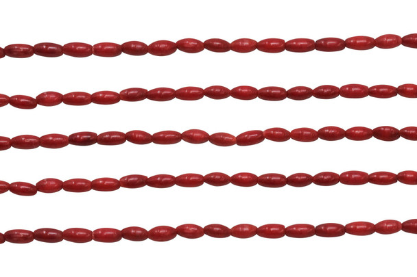 Red Coral Dyed Polished 3x6mm Rice