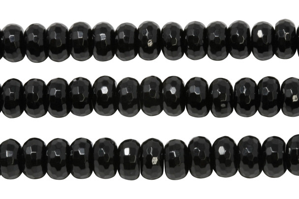 Black Onyx A Grade Polished 6x10mm Faceted Rondelle