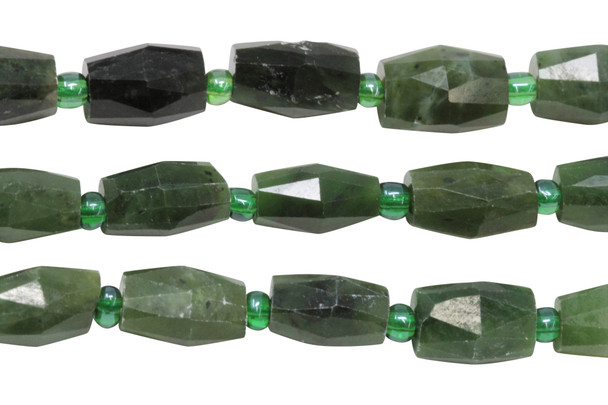 Canadian Jade Polished 8x14mm Faceted Nugget and Spacers