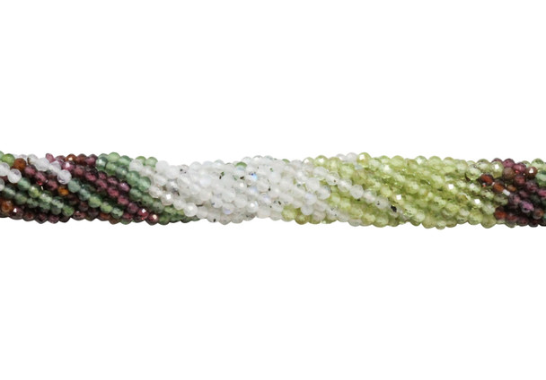 Mixed Gemstones Multi Color Polished 1.5-2mm Faceted Round - Banded
