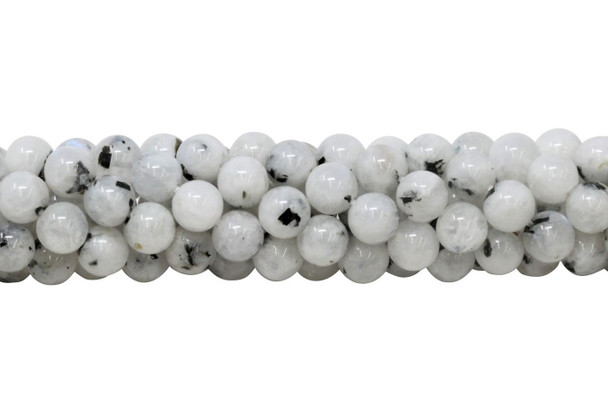 Rainbow Moonstone Polished 8mm Round with Black Tourmaline
