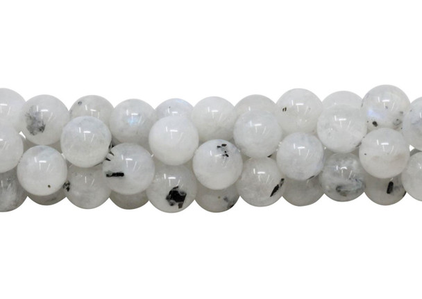 Rainbow Moonstone Polished 10mm Round with Black Tourmaline