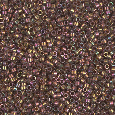Delicas Size 11 Miyuki Seed Beads -- 126 Light Olive / Pink Luster