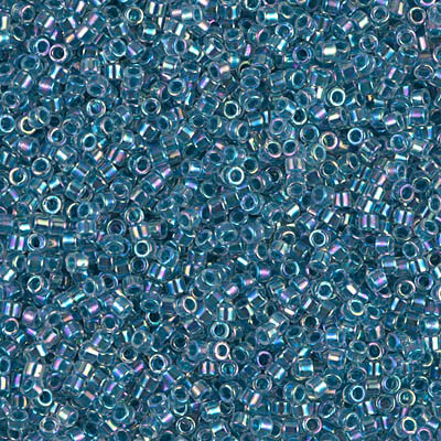 Delicas Size 11 Miyuki Seed Beads -- 058 Crystal AB / Light Blue Lined