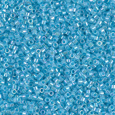 Delicas Size 11 Miyuki Seed Beads -- 057 Crystal AB / Sky Blue Lined