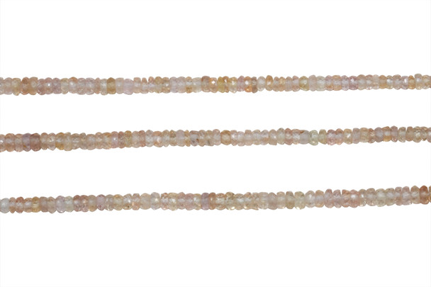 Light Peach Madagascar Sapphire Polished 2-4mm Faceted Rondelle - Graduated