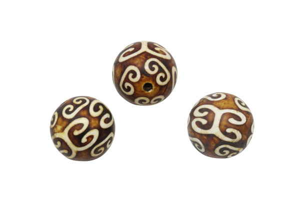 Tibetan Style Agate Polished 18mm Round Bead