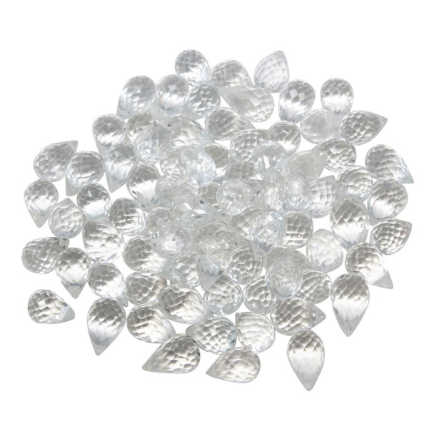 White Topaz Polished 5x9mm Faceted Drop Bead