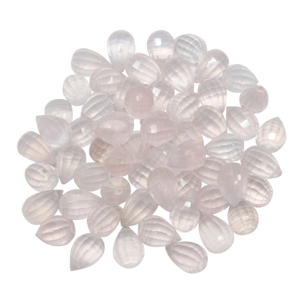 Rose Quartz Polished 6x9mm Faceted Drop Bead