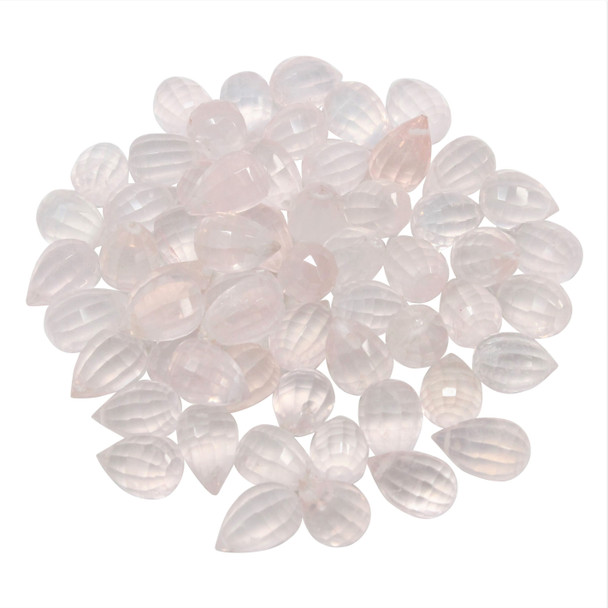Rose Quartz Polished 9x13mm Faceted Drop Bead