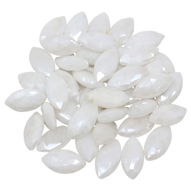 White Agate Polished 8x16mm Faceted Marquise Bead