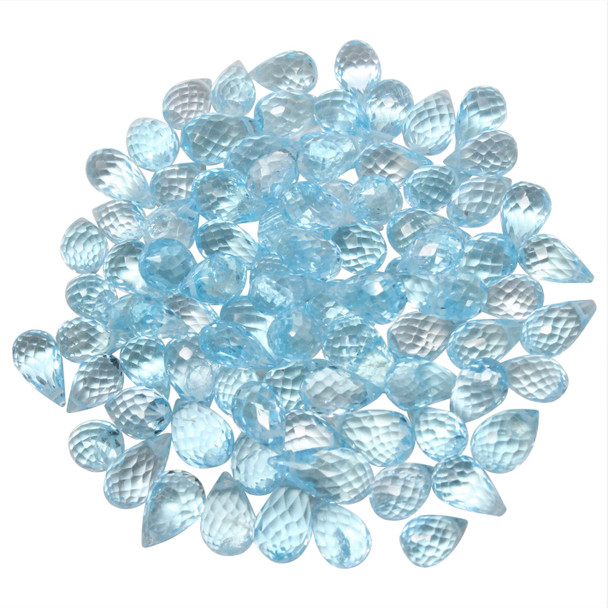 Sky Blue Topaz Polished 5x10mm Faceted Drop Bead