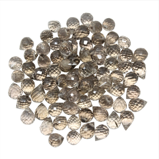 Smoky Quartz Polished 5x9mm Faceted Drop Bead