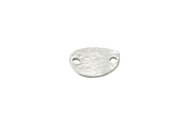 Satin Rhodium Plated 19x15mm Hammered Connector