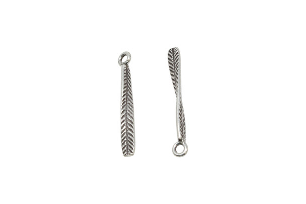 Sterling Silver 4x30mm Twisted Leaf Pendant