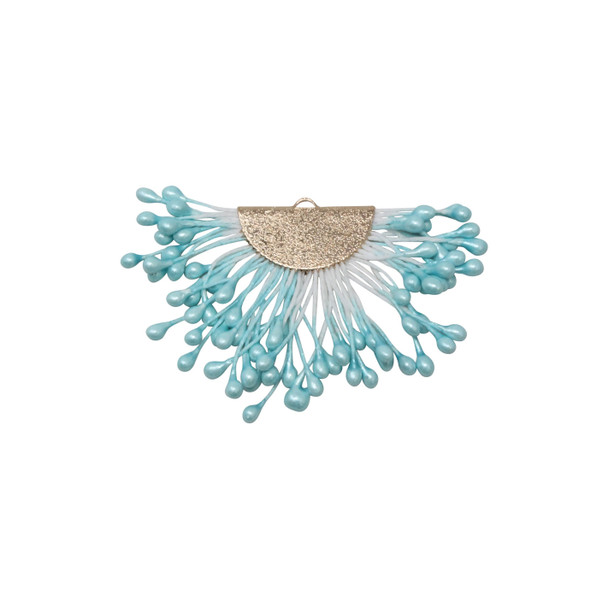 Aqua 40x60mm Tassel with Flat Gold Cap