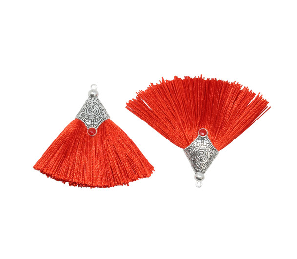 Red 45mm Tassel with Flat Silver Cap
