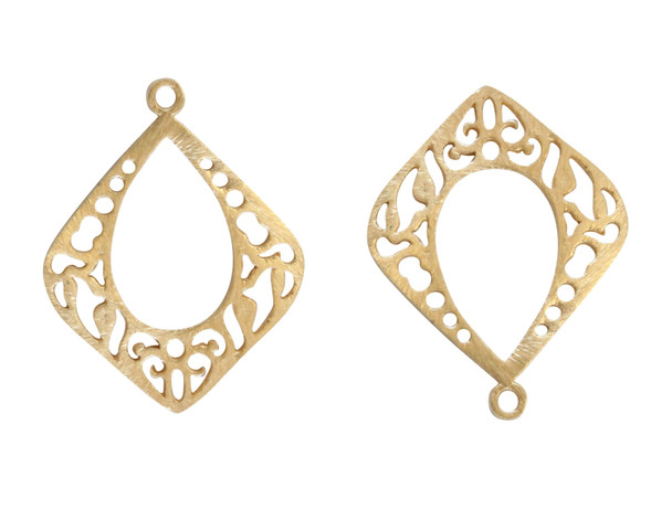 Light Gold Plated 33x25mm Open Filigree Drop Pendant