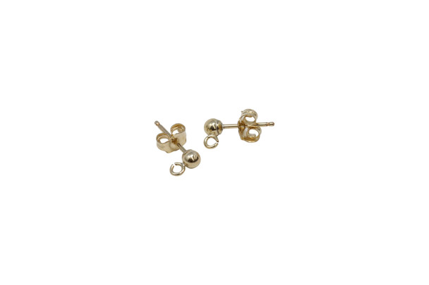 14K Gold Filled 3mm Ball Earrings - Sold as a Pair