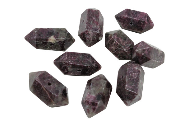 Dark Pink / Purple Tourmaline Polished 24-26mm Points - Center Drilled