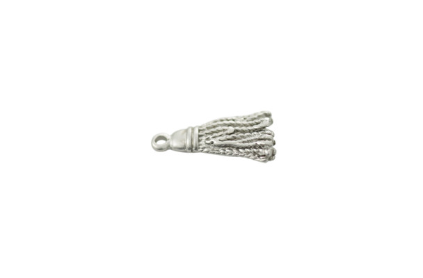 Satin Rhodium 21mm Tassel Charm Pendant