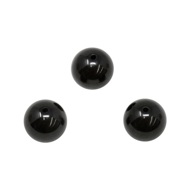 Black Tourmaline Polished 12mm Round Bead