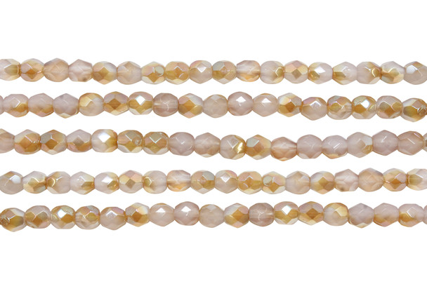 Fire Polish 4mm Faceted Round - Milky Amethyst - Celsian