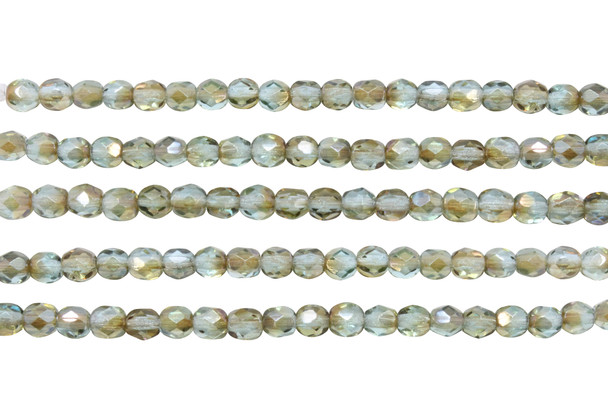 Fire Polish 4mm Faceted Round - Aquamarine - Celsian