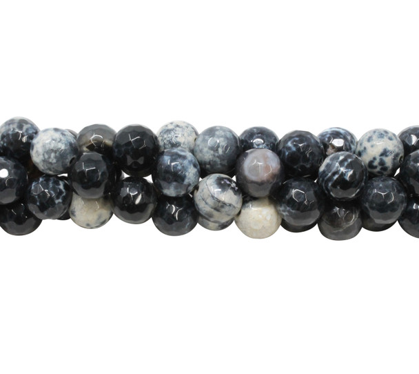 Black Fire Agate Polished 12mm Faceted Round