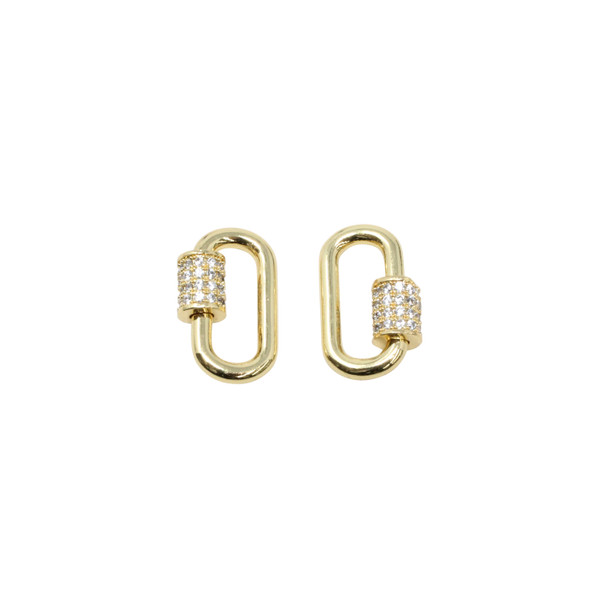 Gold Plated Micro Pave 10x17mm Carabiner Clasp