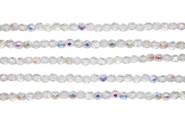 Fire Polish 4mm Faceted Round - Crystal AB