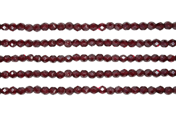 Fire Polish 4mm Faceted Round - Garnet