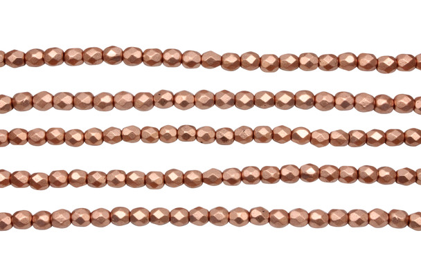 Fire Polish 4mm Faceted Round - Metallic Copper Matte