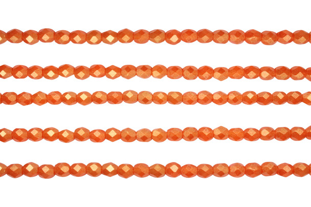 Fire Polish 4mm Faceted Round - Sueded Gold Lamé Hyacinth