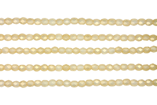 Fire Polish 4mm Faceted Round - Sueded Gold Lamé