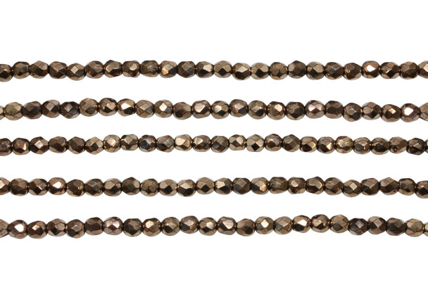 Fire Polish 4mm Faceted Round - Bronze