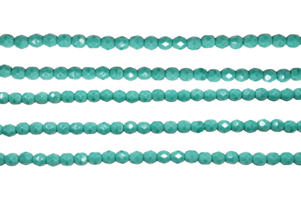 Fire Polish 4mm Faceted Round - Persian Turquoise