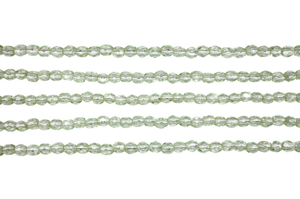 Fire Polish 4mm Faceted Round - Peridot - Silver Lined