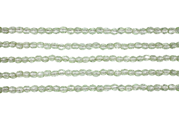 Fire Polish 4mm Faceted Round - Peridot - Silver Lined