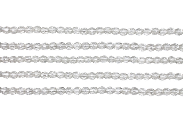 Fire Polish 4mm Faceted Round - Crystal - Silver Lined