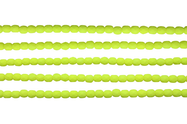 Fire Polish 4mm Faceted Round - Neon Yellow