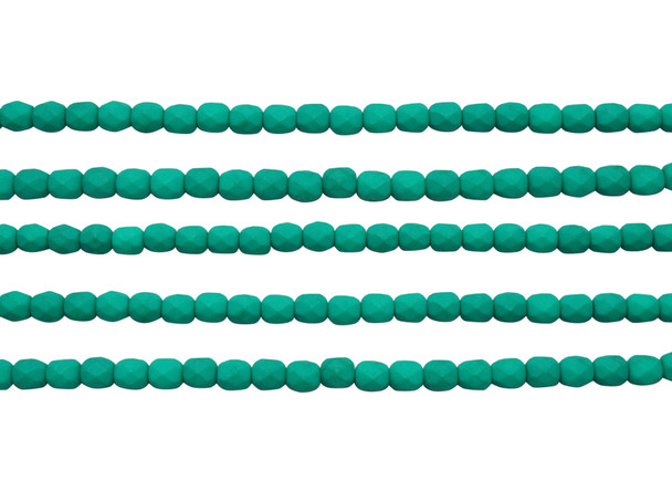 Fire Polish 4mm Faceted Round - Neon Emerald