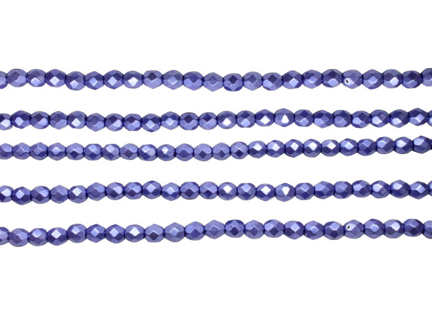 Fire Polish 4mm Faceted Round - Saturated Metallic Ultra Violet
