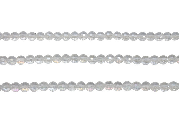 Glass Crystal Polished 5x5.5mm Faceted Rondelle - Transparent Crystal AB